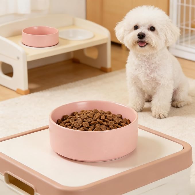 Premium Ceramic Dog Bowl – Non-Slip, Easy-Clean Food & Water Bowl for Dogs & Cats (Pink, 28 OZ)
