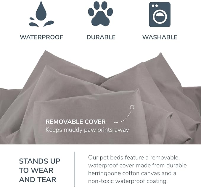 Naturepedic Organic Pet Bed Cover - Washable Waterproof Mattress Protector - Removable Cover for Dog and Cat Bed - Medium