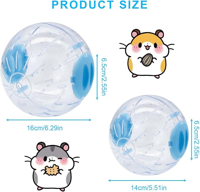 Small Hamster Ball, 5.9 inches Clear Breathable Hamster Exercise Ball for Kill Time Thick Sturdy Hamster Toys for Dwarf Hamsters, Small Gerbil, Small Syrian Hamster, Small Hedgehogs (Blue, M)
