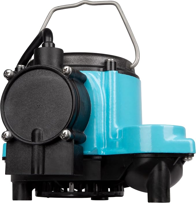 Little Giant 6-CIA-RS 115 Volt, 1/3 HP, 2760 GPH Cast Iron Sump Pump with Piggyback Diaphragm Switch and 10-Ft. Cord, Blue, 506267