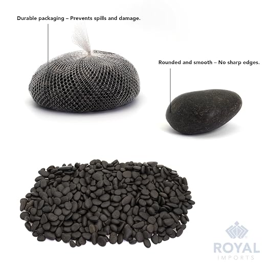 Royal Imports River Rocks, Aquarium Gravel – Black 1"- 1.5" - 5 lbs | Decorative Ornamental Vase Filler Pebbles for Potted Plants, Terrariums, Vases, Succulents, Fish Tank Gravel, DIY & Crafting