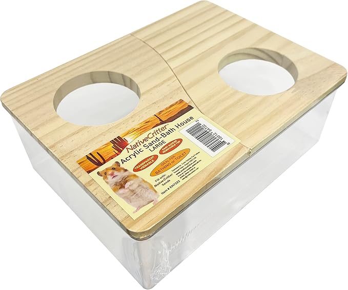 Exotic Nutrition Acrylic Sand Bath House - Fun & Unique Cage Accessory for Hamsters, Gerbils, Chinchillas, and Degus (Large)