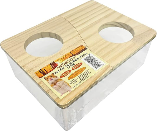 Exotic Nutrition Acrylic Sand Bath House - Fun & Unique Cage Accessory for Hamsters, Gerbils, Chinchillas, and Degus (Large)