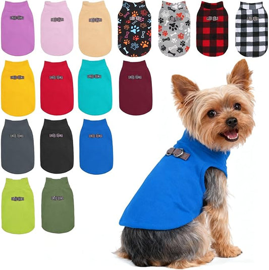 BEAUTYZOO XS Dog Sweaters, Soft Fleece Vest Pullover Dog Jacket with D-Ring Leash Attachment, Warm Winter Dog Clothes Cold Weather Doggy Chihuahua Sweater for Small Dogs Cats Boy or Girl, Blue XSmall