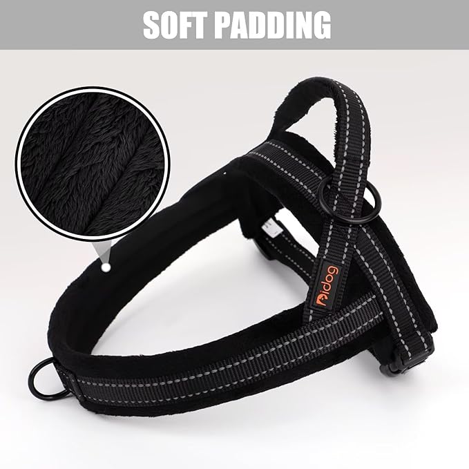 Didog Soft Flannel Padded Dog Vest Harness, No Pull/Quick Fit Reflective Dog Strap Harness, Easy for Training Walking (XS:Chest 15-18", Black)