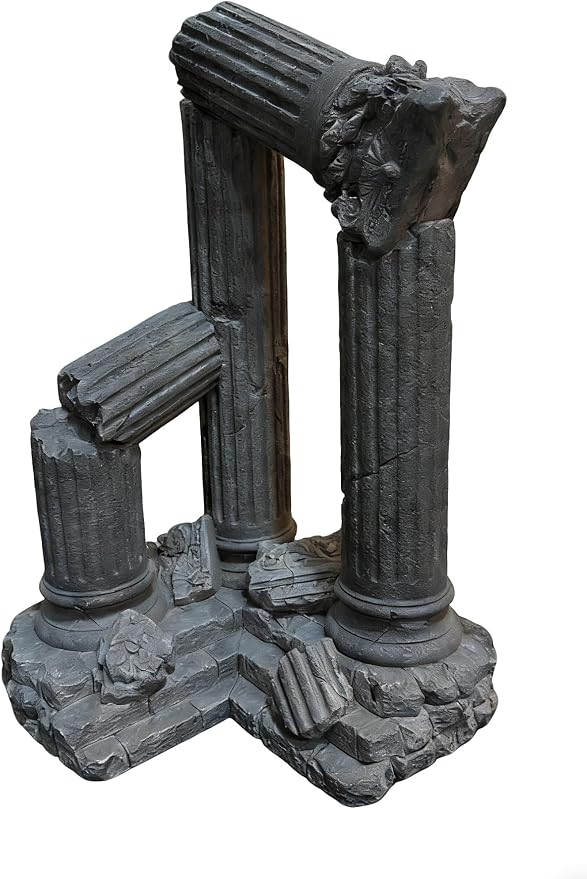 Teaeeno Aquarium Roman Ruins Decor, Pompeii Column Decor, Lost Rome Roman Column Ruins Aquarium Decor,Fish Tank Decor, Decorative Shelter for Koi and Fish, Ponds, Aquariums, and Terrarium (Stone)