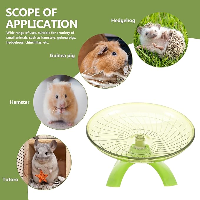 POPETPOP Silent Hamster Running Wheel 7.08-Inch Green Flying Saucer Exercise Wheel for Small Pets Including Hamsters Gerbils Hedgehogs Low Noise Plastic Toy