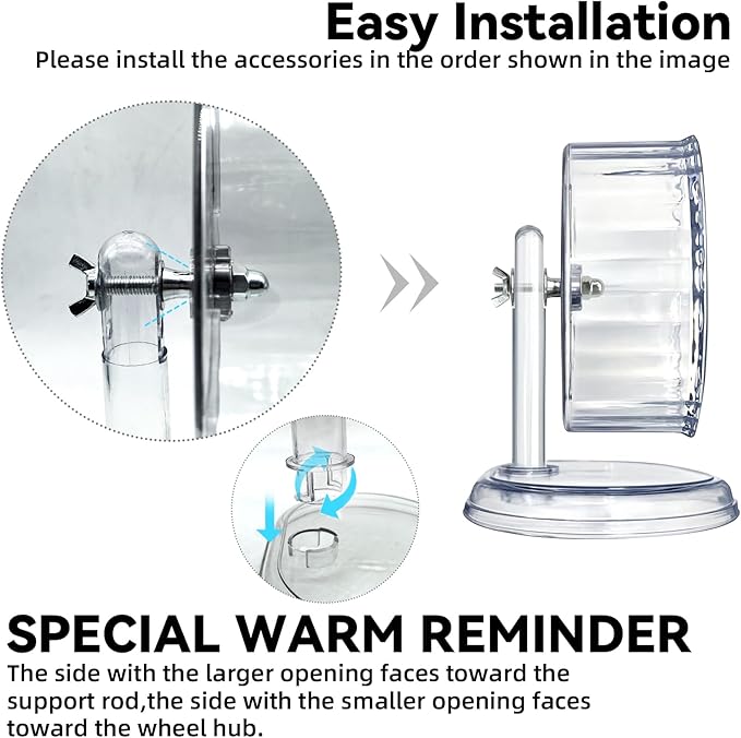 Silent Hamster Exercise Wheel,9.5 Inch Quiet Spinner Syrian Hamster Running Wheel,Silent Wheels with Anti-Skid & Adjustable Stand for Gerbils, Rats, or Other Small Pets,Transparent