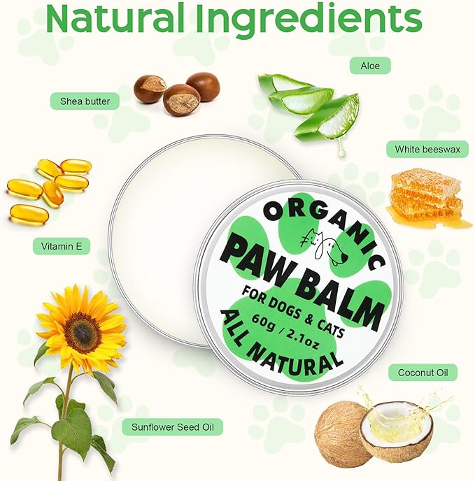 Dog Paw Care Kit, No-Rinse Foam Dog Paw Cleaner with Silicone Brush & Natural Lick-Safe Dog Paw Balm for Heal Dry Cracked Paws & Nose for Dogs & Cats