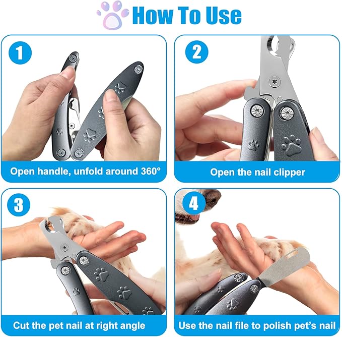 Heavy Duty Dog Nail Clipper for Large Dog Thick Nail, 3in1 Professional Dog Nail Trimmer Sharp Blade