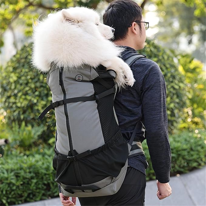 Big Dog Backpack Carrier 80lbs, Extra Large Dog Backpack Carrier, Fully Adjustable Pet Carrier (Grey,XX-Large)