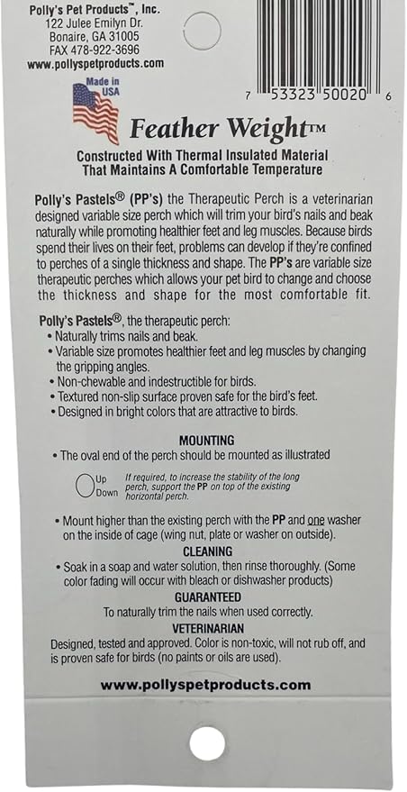 Polly's Pastels Nail Trimming & Beak Conditioning Safety Perch for Cockatiels, Cockatoos, Macaws, Parakeets, Budgies, Parrots and All Other Birds (Brown, Small-1" Dia. x 6" Long)