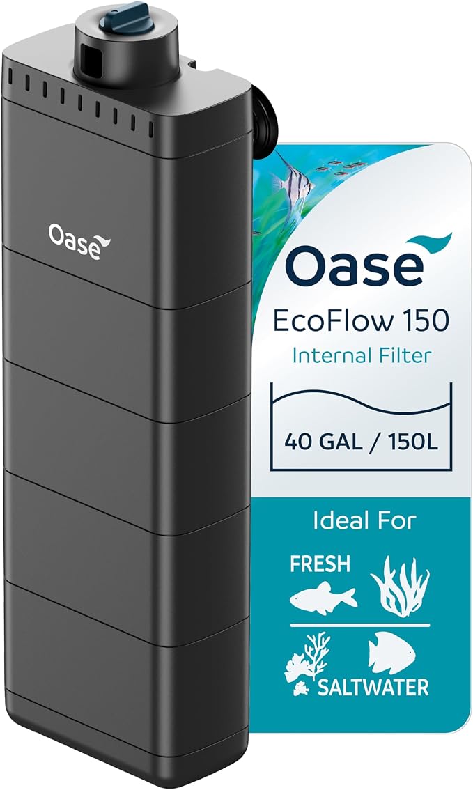 Oase EcoFlow 150 Internal Aquarium Filter – Quiet Submersible Multi-Stage Filter (Biological & Mechanical), Custom Flow, Easy-Clean Modules, For Freshwater, Saltwater Tanks up to 40 Gal (150L)