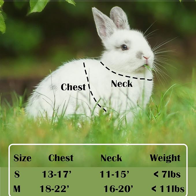 Rabbit Harness and Leash Set Escape Proof, Adjustable Soft Padded Vest, Breathable Mesh Bunny Harness with Reflective Strap, Safe for Small Animals(Blue,S)