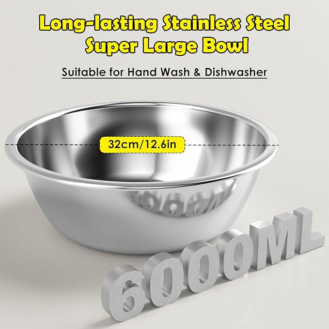 ADENGL 1.6 Gallon Elevated Dog Water Bowl for Large Dogs, 4-Height Adjustable (13–18'') Raised Stainless Steel Bowl with Spill-Proof Mat & Sturdy Metal Stand, Easy-Clean Feeder for Indoor/Outdoor Use