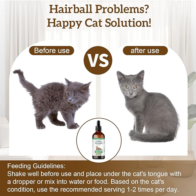 2PCS Hairball Treatment for Cats, Cat Hairball Remedy - with Natural Ingredients & Vitamins - Kitten Furball Treatment Hair Ball Treats for Cats - Supports Skin & Coat, Digestion - Cat Grass Flavor