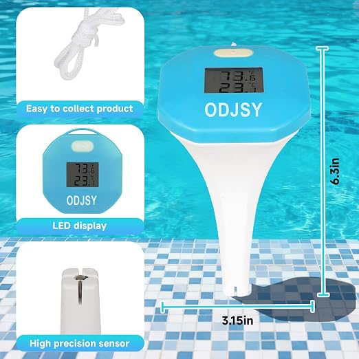 2026 Newly Wireless Pool Thermometer, Digital Water Temperature Tester with LCD Display for Swimming Pools, Spas, Hot Tubs & Aquariums (Blue)