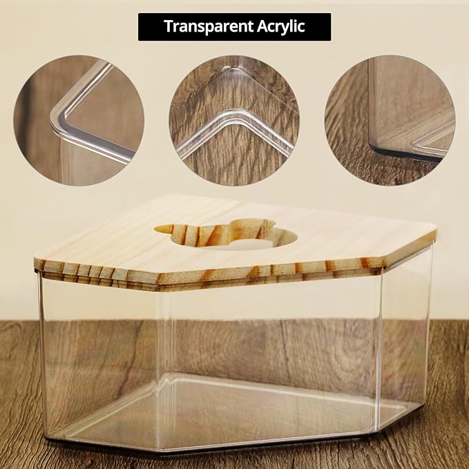 QWORK Animal Sand-Bath Box, Acrylic Sand Bath Shower Room & Digging Sand Container for Hamsters Mice
