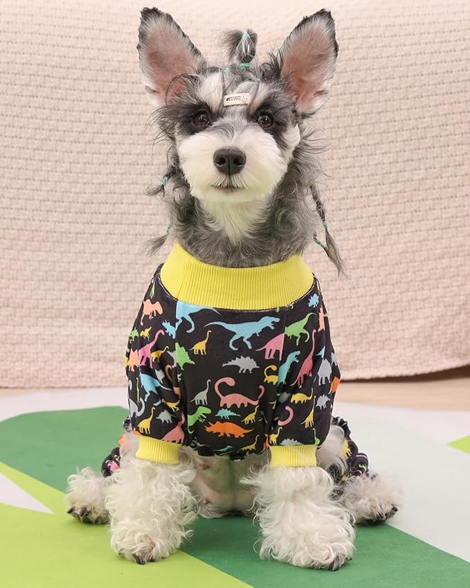 CuteBone Dinosaur Costume Dog Pajamas, Stretchy Spandex Crystal Velvet Sleepwear Coat for Small Dogs, Soft & Warm Pet Outfit Clothes for Cold Weather, Cozy Pullover Design COSP01XL