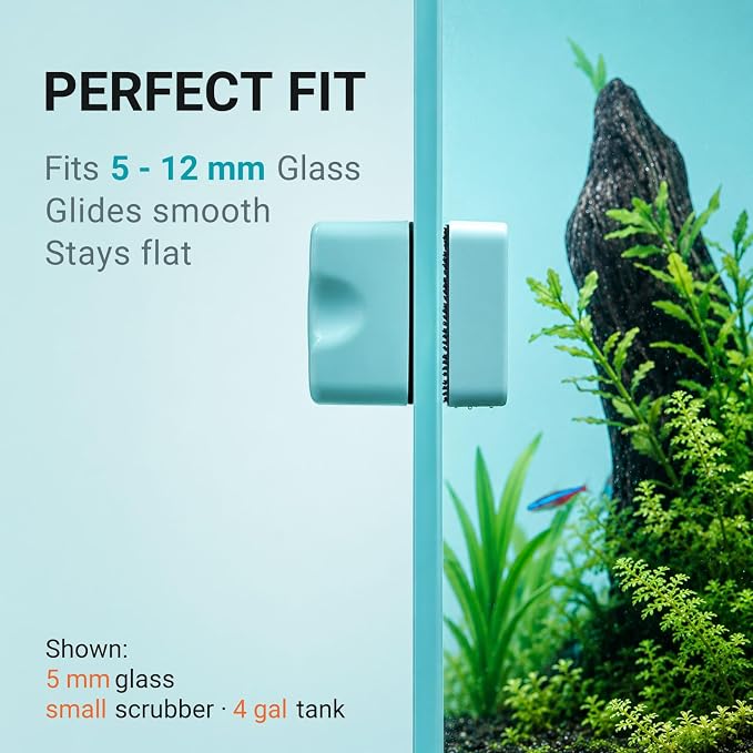Enhanced Magnetic Glass Algae Scraper for Aquariums | Nano & small sizes available, strong magnet, non-floatable, glass-safe, compact for betta & small aquariums