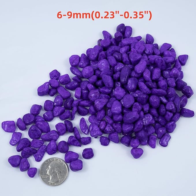 Colored Aquarium Gravel, Colorful Pea Gravel,Garden Rocks,Decorative Stones Rocks for Fish Tank,Aquarium,Fairy Garden Decor,Planters,Vase Fillers,Landscaping,1 Pound (Purple, 6-9mm)