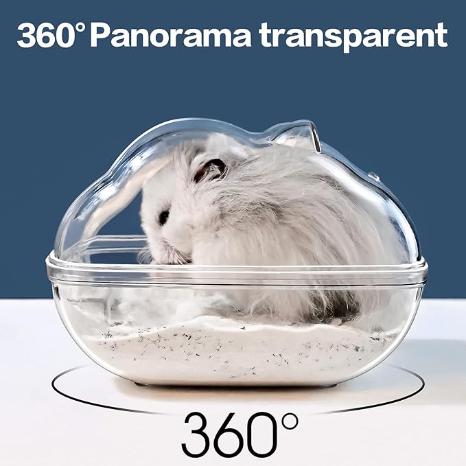 lazYYzal Hamster Bathtub,Hamster Bathroom,Small Animal Habitat Décor,Sand Bath Container Transparent Beds,Hamster Bed,Ice Bathtub,Sleep Pad Nest,Sand Bath Box for Small Pet Animals Cage Accessories（L）