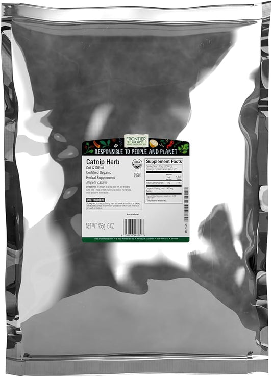 Frontier Co-op Organic Catnip, 1-Pound Bulk, Loved By Cats & Gardeners, Popular Tea Blend, Organic, Kosher