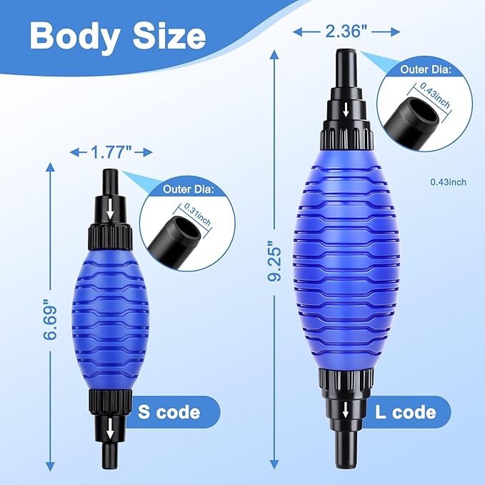 fishkeeper Siphon Ball Pump Head Replacement – 256GPH High Pressure Quick Start Vacuum Pump, Compatible with FK018 and Most Manual Aquarium Gravel Cleaners for Easy Water Change (Large)