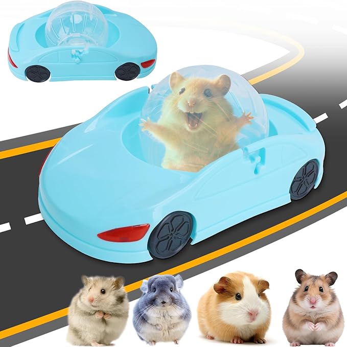 3 in 1 Dwarf Hamsters Exercise Ball Super Cute Pet Sports Car for Robo,Siberian,Russian Dwarfs Hamster - Easy Spin, Lock and Spins, Lock Car Spin - 4.7 Inches Mini Ball Only for Small Hamster