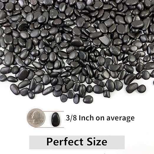 YISZM 5LB Succulent and Cactus Black Pebbles, 3/8 Inch Natural Decorative Polished Stones, River Rocks for Indoor Plants, Vases, Planters and Outdoor Gardening