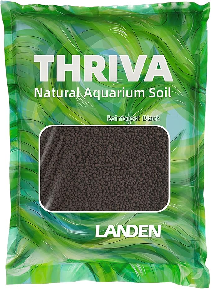 LANDEN THRIVA Natural Soil Substrate for Natural Planted Aquarium, Plant or Shrimp Stratum, Clay Gravel and Stable Porous Substrate for Freshwater Aquarium, Black Color 5L(10lbs),Large Size