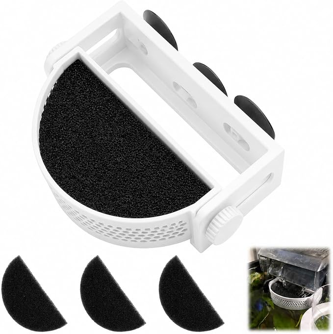 Aquarium Filter Baffle, Slow Flow Design, Fish Tank Flow Controller with 3 Suction Cups and 3 Sponge for Betta Fish Shrimp Tanks, White