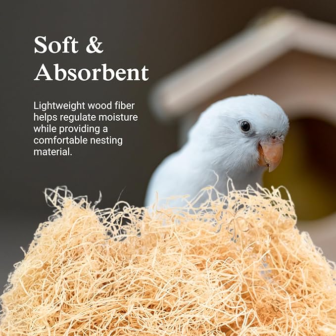 The Habitat Life - Natural Fine Cut Excelsior - for Birds, Hamsters, Gerbils, Rats & Other Small Mammals - Soft & Absorbent - Wood Fiber - Dye-Free & Safe - Small - 1 Pack