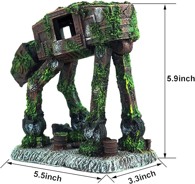 Aquarium Ornament, Resin Robot Dog Fish Tank Decoration Betta Fish Hide Cave, Fish Tank Aquarium Accessories for Betta Shrimp Turtle