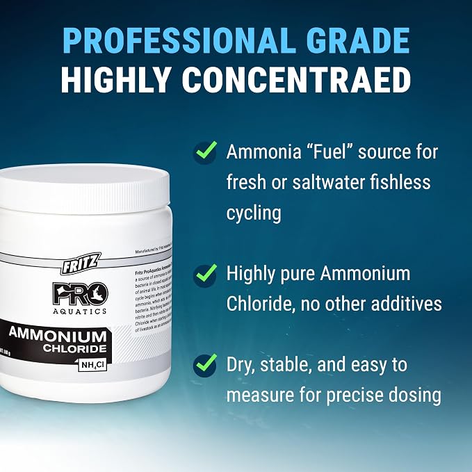 Fritz Pro Aquatics Ammonium Chloride - Ammonia Source for Fishless Cycling (500 g)