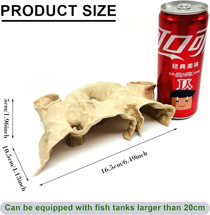 LIYAOLI Aquarium Ornaments Cave Tunnel with Viewing Ports | Fish Tank Decoration Hideout for Pleco, Shrimp & Corydoras | Substrate-Friendly Design & Sinking Base (S - Sand Color)