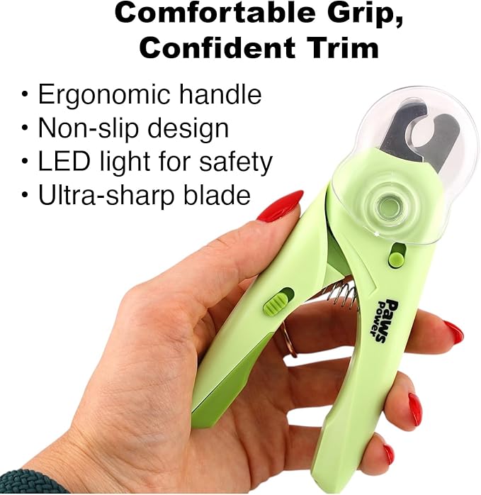 Cat Nail Clipper & Small Dog Nail Clippers with LED Light - Illuminates Nails & Bloodline for Safe, Easy Trimming - Extra Sharp, Avoid Over-Cutting - Essential Cat Supplies, Green