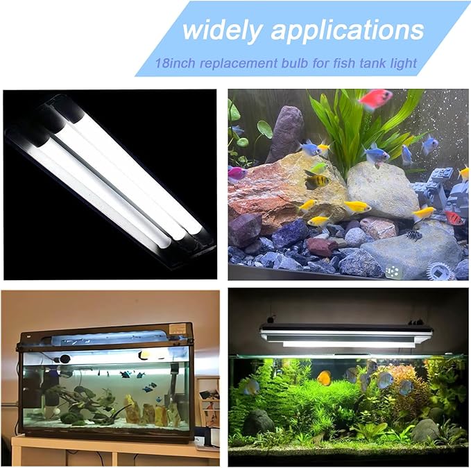 Flyercatch 18'' Full Spectrum Daylight 15Watt Aquarium and Plant Light Bulb,Bright White 6500k Fish Tank Fluorescent Tube, Ra83+ High Color Rendering Index