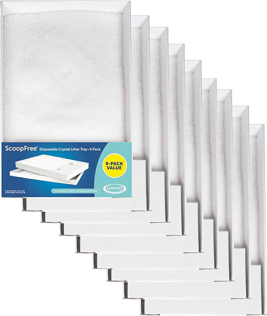 PetSafe ScoopFree Disposable Crystal Cat Litter Tray - Easy Cleaning Box - Refill Tray for Automatic Litter Box - Fragrance Free - 4.3 lb Bags - 9 Pack