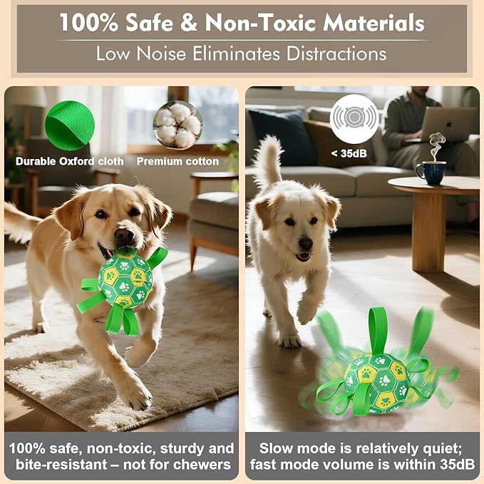 Interactive Dog Toys Dog Soccer Ball to Keep Them Busy,Durable Automatic Moving Jumping Dog Balls with Straps for Small/Medium/Large Dogs, USB Rechargeable,Not for Aggressive Chewers