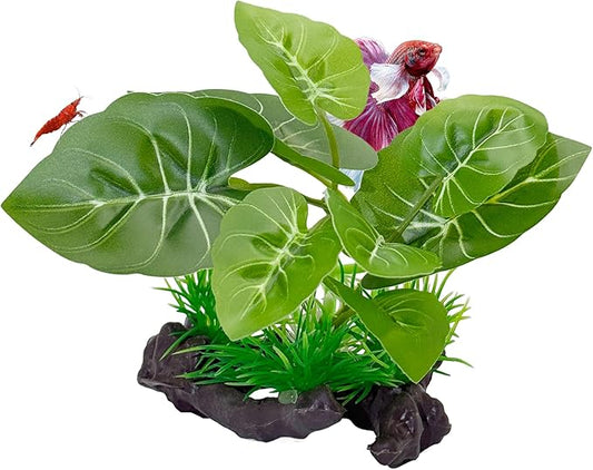 CTWPets Betta Driftwood Decor – Soft Silk Aquarium Plant for Betta Fish, Shrimp, and Tropical Tanks – Safe, Vibrant Aquascape Decoration (Heartleaf)