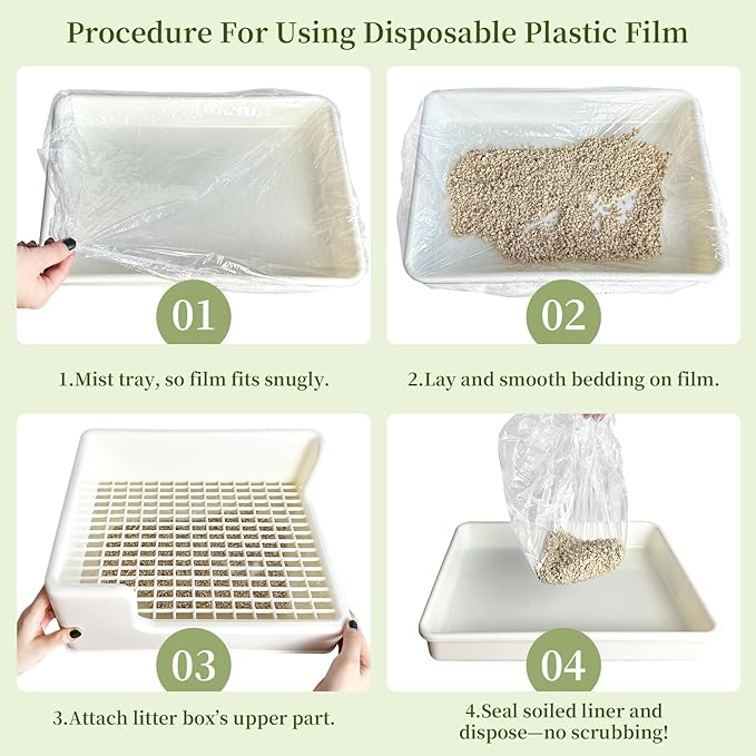Disposable 50 pcs Small Animal Cage Liners, Rabbit Tray Film Liner Bunny Litter Pan Bags Guinea Pig Cage Toilet Plastic Film for Bird Hamster Chinchilla Hedgehog