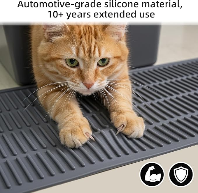 Silicone Cat Litter Mat with Deep Grooves - Waterproof & Easy-Rinse Design Traps Litter to Keep Floors Clean and Save You Cleaning Time