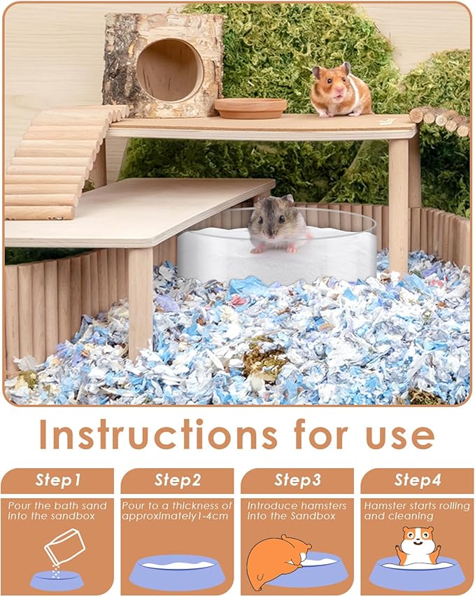 Bissap Hamster Sand Bath, 2.8Ib/ 1.3kg No-Dust Desert Bathing Sand or Potty Litter Silica Sand for Hamster Chinchillas Gerbil Syrian Mice Degu or Other Small Pets