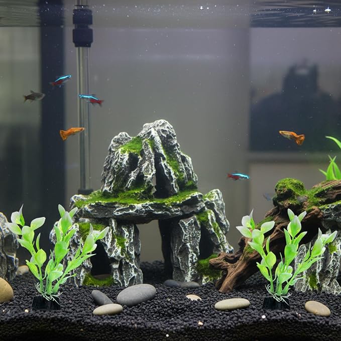 2 Pcs 4 Inch Small Aquarium Plants for Betta Fish Tank, Aquarium Plants Decorations Fish Tanks Plants Leaf Hammock Water Grass Decoration(Green)