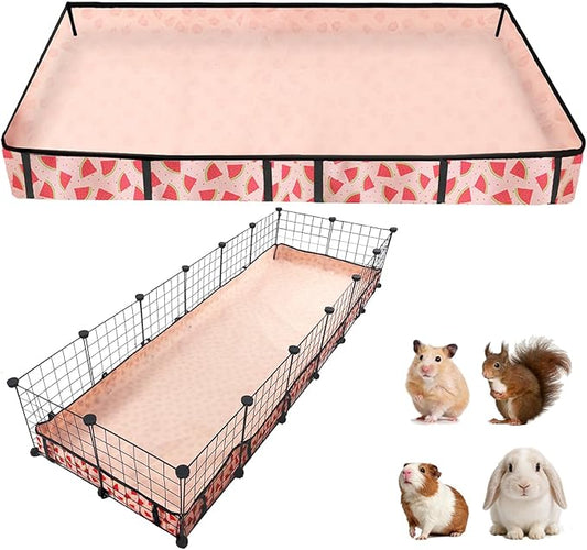 Waterproof Guinea Pig Cage Liners, Washable & Reusable Small Animal Cage Mat, for Rabbit, Hamster, Chinchilla, Hedgehog (Watermelon),C&C 24x72 inches