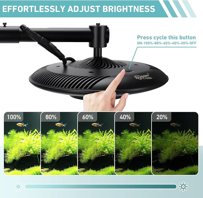 hygger 75W High PAR Aquarium LED Light, 5 Adjustable Brightness Full Spectrum Fish Tank Lamp & Stand Kit Ideal for Aquascaping Planted Tank Fish Display Shrimp Tank Paludarium