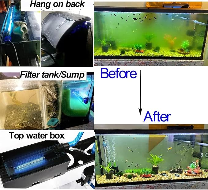 13W Aquarium Algae Clean Light for Fish Tank Water Clean Light Aquarium Green Cleaning Lamp Waterproof for Pond Water Tank Sump Swim Pool (13w 13inch)