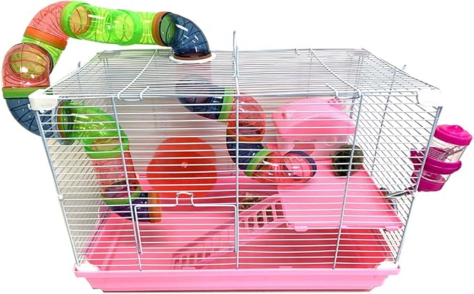 Pink Large Multi-Floors Hamster Mansion Mouse Habitat Gerbil Home Rat House Small Animal Critter Cage