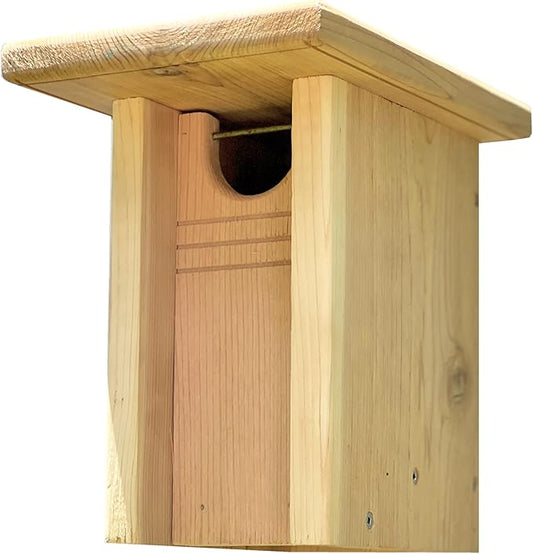 DutchCrafters Gillwood Bluebird Cedar Wood Nest Box, Outdoor Nesting Box for Birds, Wooden Bird House, Pole Mount Birdhouse for Outside - Amish Made in USA